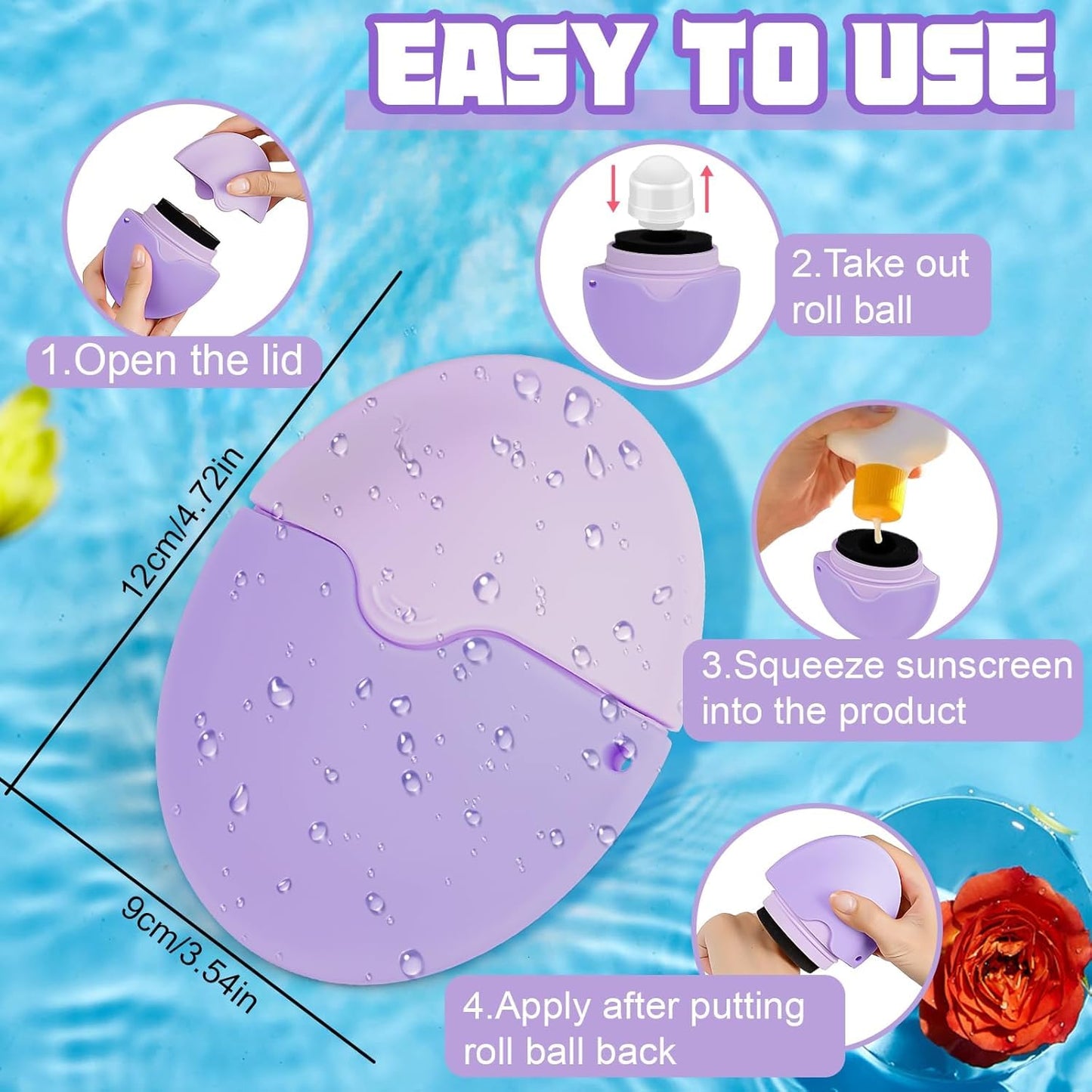 Sunscreen Applicator for Kids – 1.86Oz Refillable Roll-On, Easy-To-Use Design for Mess-Free Sun Protection